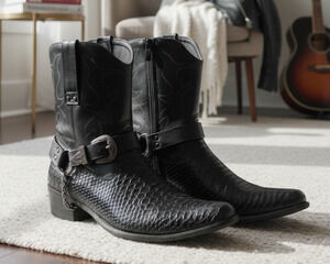 Alberto Fellini Parrazo Men's Crocodile Print Western Cowboy Boots Black 11 NIB